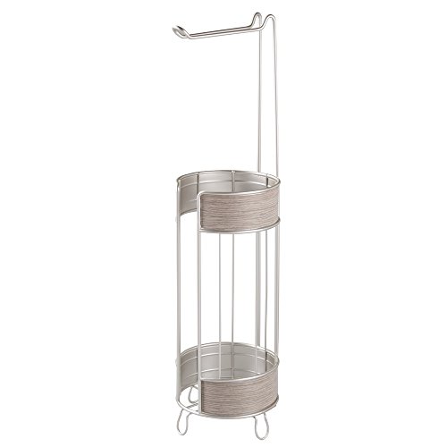 InterDesign 90176EU RealWood Toilettenpapierhalter - Groß, Edelstahl, satiniert/graues Holz-Finish, 18.034 x 17.526 x 63.4746 cm