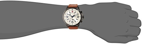 Swiss Military Men's Quartz Watch with Beige Dial Chronograph Display and Brown Leather Strap 6-4224.30.002