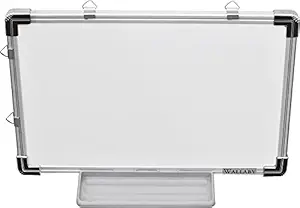 WALLABY Non Magnetic Double Sided White Board Surface and Chalk Board Surface, Whiteboard for Kids, Office and Classrooms + Tray (1.5?2 Feet (Pack of 1))