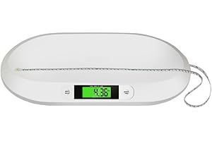 FLM SYSTEM Bilancia Digitale Per Neonati E Bambini Con Display Digitale LCD Con Metro Bilance Pesa Neonato pediatrica 20Kg Spegnimento Automatico e Tara pesare adatta anche per piccoli animali