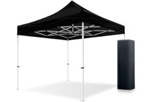 Actiexpress Tente Pliante 2X2, 2X3, 3X3... Structure Acier 32mm Toit 380g/m² qualité Pro tonnelle pour marché, Barnum Pliable Robuste + Sac Transport (Noir, 3X3m)