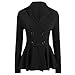 Produktbild Geili Damen Blazer Langarm Zweireiher Anzugjacke Wintermantel Elegant Reverskragen Taille Jäckchen Anzug Frauen Große Größen Slim Fit Business Büro Rüschen Mantel Outwear Windcoat