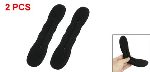 sourcingmap® 2 x schwarz Frisurenhilfe Schwamm Twister Dutt Unterlage Haarknoten biegsam 9″ - 2