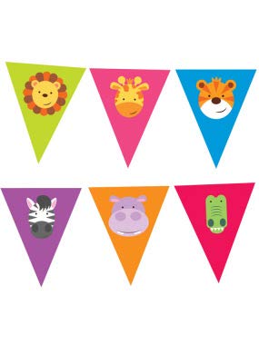 Amscan International - 9901923 4 m x 21 cm), diseño de animales de la selva banderines de pennannt