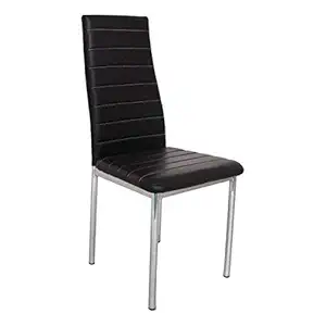 Z A Furniture Swagat Dining Chair with Stainless Steel Legs (Black) - Set of 4 Chairs