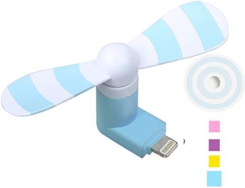 Kupx Mini Portable Dock Cooling Fan for iPhone 8pin Lightning iphone7 6 6s 5 5s 5se Plus Ipad 4 mini Air Pro With Soft Green Silicon Leaves Blue Strips