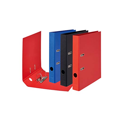 Falken - Raccoglitore per documenti vegani, larghezza 5 cm, formato DIN A4, colori assortiti (rosso, blu, nero)