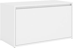 vidaXL Banco de Pasillo Caja Puerta Entrada Recibidor Sala de Estar Salón Muebles Mobiliario Almacenamiento de Madera Contrachapada Blanco 80x40x45 cm