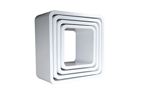 Verstärkte Vielen Farben MDF Retro Design Cube 4er Set Regal Regale Wandregal Deko Würfel CD DVD Lounge Cuben LO02 (Weiß) - 4