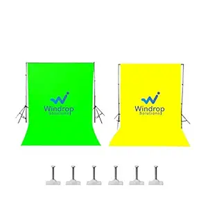 WINDROP SOLUTIONS Combo of 2 Background Photo Video Studio Back Drop 8 x 12 ft for Indoor-Outdoor Online Classes Photography Videography YouTube Videos Gaming Made in India (Green-Yellow)