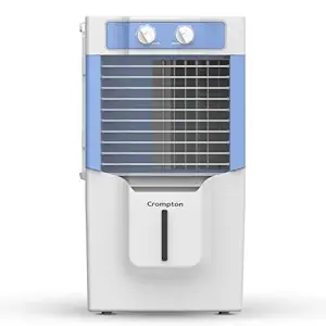 Crompton Ginie Neo Table-Top Personal Air Cooler- 10L; with 4-Way Air Deflection and High Density Honeycomb pads; White & Blue