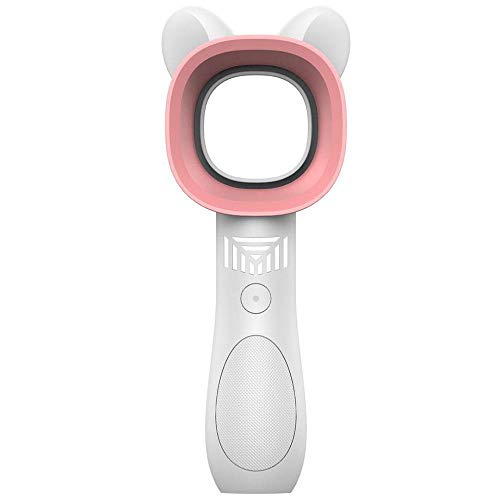 Ventilateur Portable sans Feuilles à 3 Vitesse, Mini Fan en Forme de Chat Mignon Rechargeable, Ventilateur de Poche Convient pour Chambre/Bureau/Voyage (Rose)