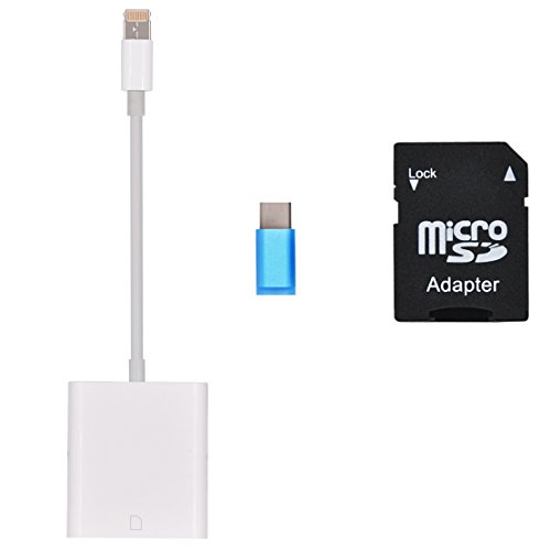 fulllight Tech 2 in 1 SD Card Reader für iPhone/Samsung/Huawei/iPad/Android Tablet Get gratis Micro SD Card Adapter & USB Typ C Adapter