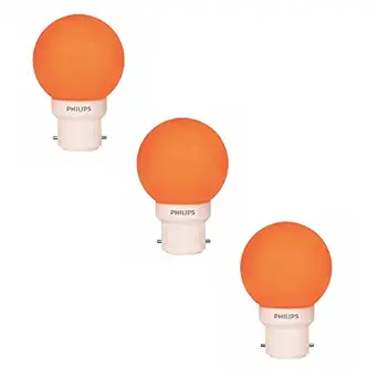 PHILIPS Deco Mini Base B22 0.5-Watt LED Bulb (Orange) - Pack of 3