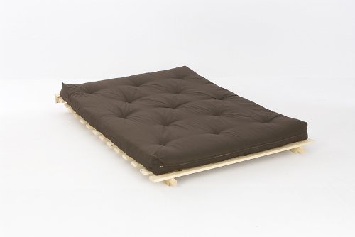 4ft6 LUXURY Double (135cm) Wooden Futon Set with PREMIUM LUXURY Chocolate Mattress