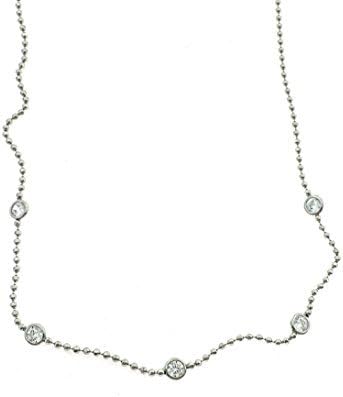 Necklace 40cm reg 45 bead blasted with zircons with 925 silver sterling hypoallergenic gold plated white