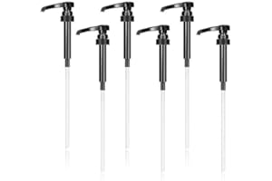 GUOYOU 6 Pack Syrup Pump Reusable Monin Pump, Clean Liquid Dispenser Pumps Coffee Syrup Dispenser Easy Clean Durable With Hose Fits 750ml/1 Litre Bottles Kitchen Dinning Bar Accessories (Black)