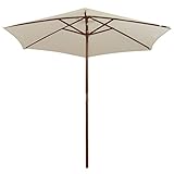 Festnight Parasol avec Poteau en Bois Protéger Contre Rayons UV pour Plage Jardin Piscine 200 x 300 cm Blanc Crème