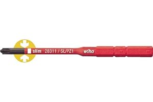 ‎WIHA Wiha 2831142 Bit slimBit electric PlusMinus/Pozidriv -34590 SL/PZ2 x 75 mm für tiefliegende Schrauben, Allrounder für Elektriker