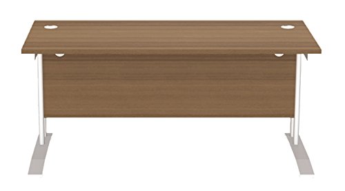 Office Hippo Pro Heavy Duty Rectangular Office Desk - 160 cm, White Frame/Dark Walnut Top