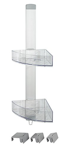 Wenko 22795100 Eck-Duschcaddy Premium Badregal, Duschregal mit 2 Ablagen und Haken, Aluminium, silber matt, 21 x 20 x 71 cm - 3