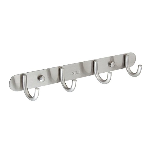 IMIEE 4 Haken Handtuchhaken Bademantelhaken Kleiderhaken Edelstahl Garderobenhaken haken wand buegel kleidung Mehrzweckhaken handtuchhalter Tuerhaken badezimmertuer dekor Kleiderhaken Wandhaken 30cm - 3