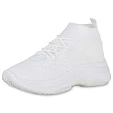  SCARPE VITA Damen Plateau Sneaker Turnschuhe Schnürer Strick Plateauschuhe 174539 Weiss 38