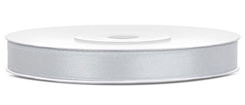 Satinband 25 Meter x 6mm in 31 Farben; Satin Stoff Rolle/ Hochzeit Dekoband Geschenkband Party Nähen Basteln Autoschleife (30. Silber)