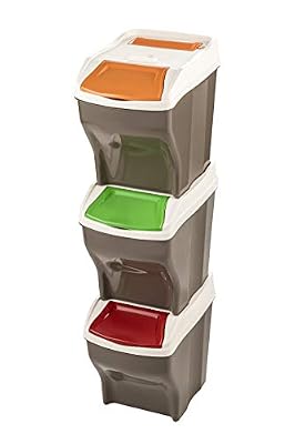 Bama Poker Plus Set 3 x 27 l. Lot de 3 poubelles en polypropylène Assorties.