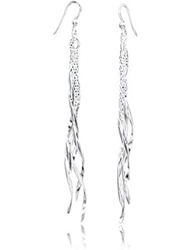 MATERIA Silber Ohrhänger Spirale - Damen Ohrringe lang hängend mit Stäbchen 8x92mm mattiert Ohrschmuck inkl. Schmuck...