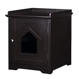 PAWLAND Decorative Cat House,Cat Home, Indoor Pet Crate - Litter Box Enclosure (Espresso)