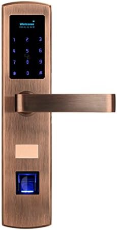 Home Hotel Smart Fingerprint Lock Long Durable Stainless Steel Fingerprint Open Door Record Code Lock,Copper-OneSize