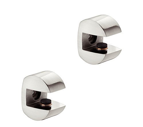 Preisvergleich Produktbild 2x GedoTec® DESIGN Glasbodenträger Tablarträger Glastablarträger Modell Gloria / Edelstahl Optik / Regalbodenträger für Holz und Glas / Fachbodenträger für Tablardicke 8 - 10 mm / Markenqualität für Ihren Wohnbereich