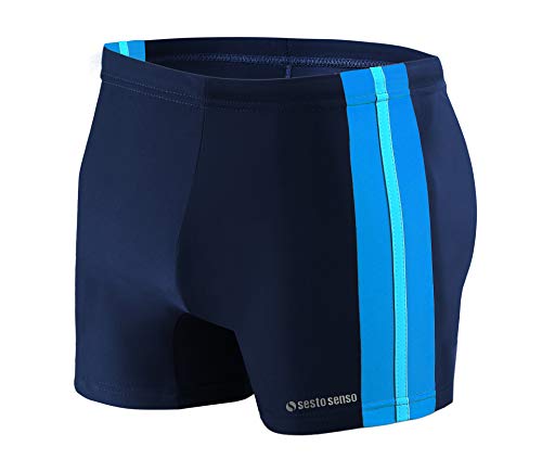Sesto Senso® Maillot de Bain Homme Boxer Trunks Shorts Pantalon (Tailles de M à 4XL) Slips Natation de Sport BD 382 (M, Bleu)
