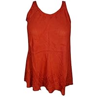 Womens Sexy Red Tunic Top Sleeveless Round Neck Summer Fashion Blouse XS