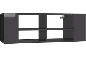 vidaXL Mueble de Pared para TV Soporte Mobiliario Aparador Estante Salón Sala de Estar Dormitorio Decoración Contrachapada Gris Brillante 102x35x35 cm