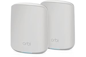 NETGEAR Orbi Mesh WiFi 6 350 Vecchia generazione RBK352, Router WiFi 6 e 1 extender mesh, WiFi 6 Veloce AX1800 Dual Band, copertura WiFi Mesh fino a 200 m², Kit da 2, Sostituisce Router + Extender