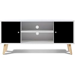 IDMarket - Meuble TV EFFIE scandinave bois blanc et noir
