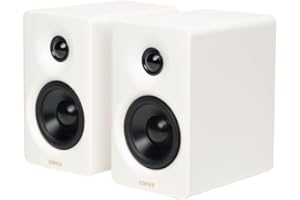 Edifier M60 Compact Desktop Speakers 2.0, for PC/Laptop/Computer, Bluetooth v5.3, USB C & 3.5 mm AUX, Hi-Res Audio Wireless Certified, 66W RMS, for Music and Gaming, Pair with Stands, White