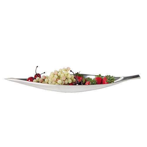 Elegante Design Deko Schale SILVER LEAF Aluminium poliert 40x10cm Accessoire