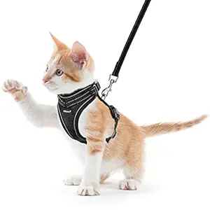 SCIROKKO Cat Harness and Leash Set - Reflective Adjustable Cat Harness for Outdoor Walking with Escape Proof Buckle, Soft Mesh Walking Jacket for Kitten, Puppies