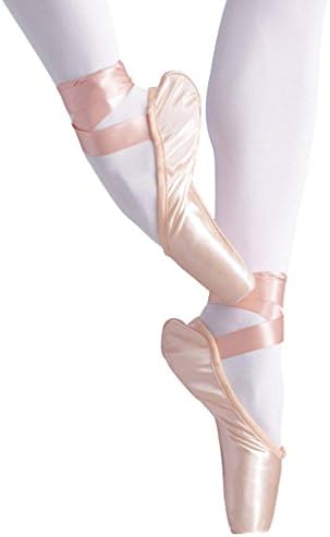 Byjia Ballet Pointe Shoes For Girls / Women In Pink With Free Toe Pads And Ribbons Basic Satin Strappy Classic Yoga , Pink , 32