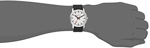 Mondaine Men's Quartz Watch with White Dial Analogue Display and Black Leather Strap A6383035011SBB