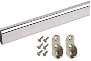 BSM Marketing Wardrobe Hanging Rail Set (Chrome, Metal, Wall Mounted, 1000mm (39.3" approx))