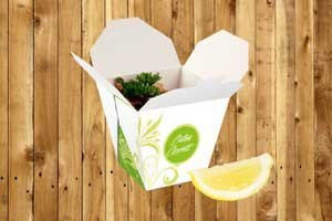 50 St Faltbox aus Hartpapier, runde Boden “ GREEN FLOWER “ Snackbox, Nudelbox, Pastabox, Asiabox, Lunchbox, 680ml / 24oz - 2