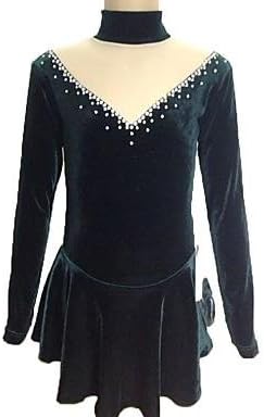 TT&amp;DRESS Figure Skating Dress Women's Girls' Ice Skating Dress Dark Green Spandex Chiffon Flannel Velvet Chiffon Stretchy Sequin Skating Wear Long , dark green , 160