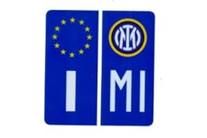 VENDOTUTTONLINE ADESIVI PER TARGA AUTO EUROPEA BLU CON SIMBOLO NUOVO INTER CALCIO - RIFRANGENTE