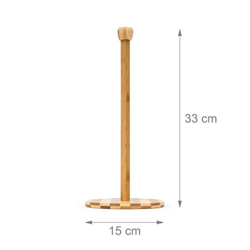 Relaxdays Küchenrollenhalter Bambus 33 cm Halter für Küchenrolle und Papierrolle Ständer mit Durchmesser 15 cm als Haushaltsrollenhalter oder kleiner Toilettenpapierständer für Ersatzrollen, natur - 4