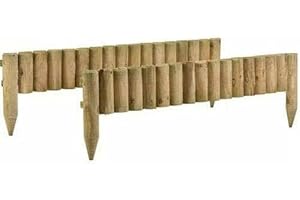 HAZIQ Wooden Roll Border Fixed Picket Fence Edge Garden Outdoor Lawn Edging Fixed Edge 1m x 15cm (4)