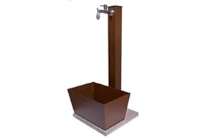 BEL FER Fontana in metallo da giardino con capiente vaschetta rettangolare e base in cemento 40 x 40 cm, BEL-FER modello 42/QVR, colore Ruggine